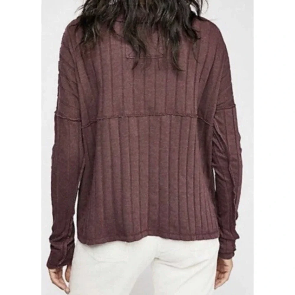 Free People We The Free In The Mix Henley Top Size S Color Magic Berry